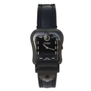 Pre Owned Fendi Black PVD Coated Stainless Steel Leather B.Fendi 3800G Women's Wristwatch 33 mm