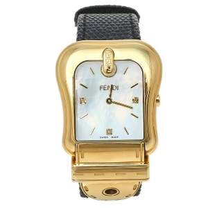 Pre Owned Fendi Mother of Pearl Gold Plated Stainless Steel B.Fendi 3800G Women's Wristwatch 33 mm