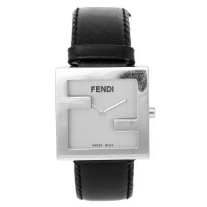 Fendi Silver Stainless Steel 4000L Logo Square Women's Wristwatch 31 mm