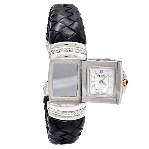 Pre Owned Fendi Mother Of Pearl 18K Yellow Gold Stainless Steel Calfskin Spy 9000L Women's Wristwatch 20 mm