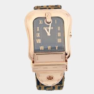 مملوكة مسبقًا Fendi Black Rose Gold Plated Stainless Steel B.Fendi 3800G Women's Wristwatch 32 mm