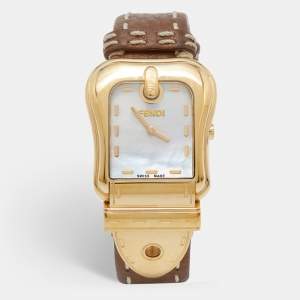 Fendi Mother of Pearl Gold Plated Leather B.Fendi 3800G Women's Wristwatch 33 mm