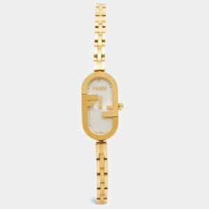 Fendi Silver Gold Plated Stainless Steel Diamond O'Lock Vertical FOW968A2YOF0HH3 Women's Wristwatch 14.80 mm
