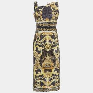 Fendi X Versace Brown Zucca Baroque Printed Crystal Embellished Dress M