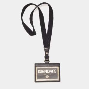 Fendi x Versace Black/Gold Leather Fendace Lanyard Card Holder