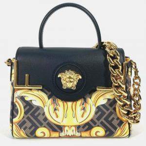 Fendi x Versace Black/Brown PVC and Leather La Medusa Top Handle Bag