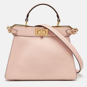 Fendi x Versace Light Pink Leather Peekaboo Iseeu Top Handle Bag