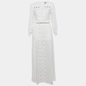 Pre Owned Finders Keepers The Label White Crepe Grommet Detail Maxi Dress XS