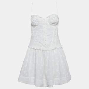 For Love And Lemons White Embroidered Cotton Sleeveless Mini Dress L