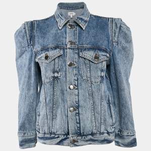 Frame Blue Denim Rosette Sleeve Jacket S