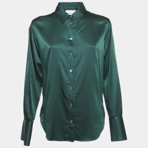 Frame Green Satin Silk Button Front Shirt XS