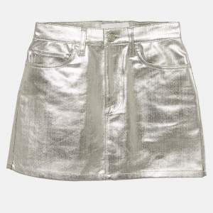 Frame Silver Coated Denim Mini Skirt S