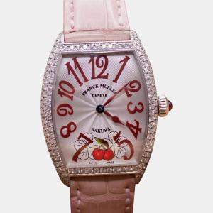 Franck Muller Silver Diamond 18k White Gold Cintree Curvex  Quartz Women's Wristwatch 29 mm