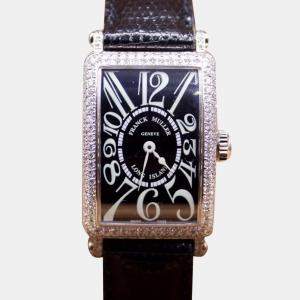 Franck Muller Black Diamond 18k White Gold Long Island Quartz Women's Wristwatch 29 mm