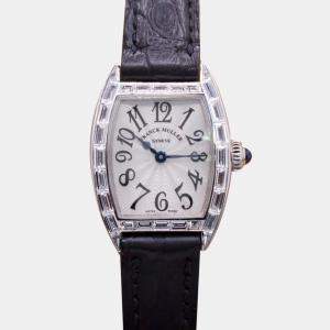 Franck Muller Silver 18k White Gold Diamond Curvex Manual Winding Women's Wristwatch 20 mm