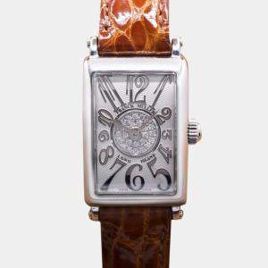 Franck Muller Silver Diamond Stainless Steel Long Island 802QZ Quartz Women's Wristwatch 18 mm