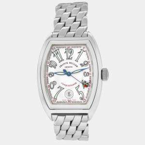 Franck Muller White Stainless Steel Conquistador 8000SC Automatic Women's Wristwatch 35 mm