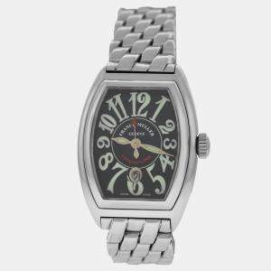 Pre Owned Franck Muller Conquistador 8001 L SC Automatic Black Stainless Steel Women's Wristwatch 28 mm