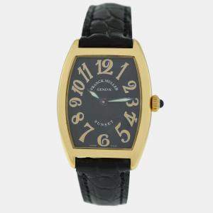 Pre Owned Franck Muller Cintree Curvex 1752QZSUN Quartz Black 18K Rose Gold Women's Wristwatch
