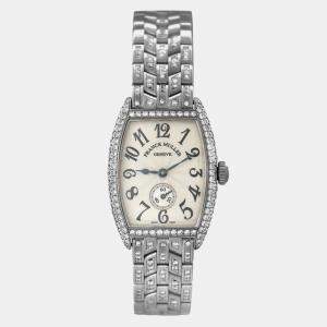 Pre Owned Franck Muller Curvex 1750 S6 D Manual Winding White 18k White Gold Diamond Women's Wristwatch 25 mm