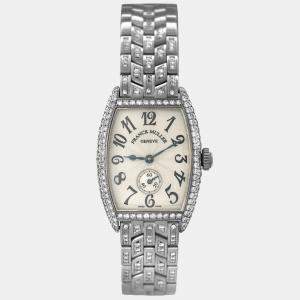 Pre Owned Franck Muller Curvex 1750 S6 D Manual Winding Diamond 18K White Gold Women's Wristwatch 25 mm