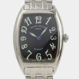 Franck Muller Black/Silver Stainless Steel Tonneau Curvex Sunset Quartz Women's Wristwatch 25 mm