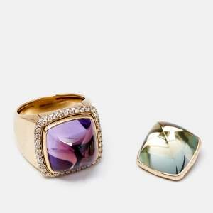 Fred Pain de Sucre Amethyst Diamond 18k Rose Gold Ring Size 54