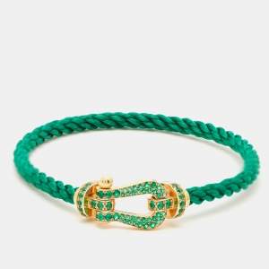 Fred Force 10 Emerald 18k Yellow Gold Green Cable Large Model Bracelet 19
