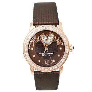 Frederique Constant MOP Gold Plated Stainless Steel Diamond Amour Heart Beat FC-310CSQ2PD4 Women's Wristwatch 34 mm