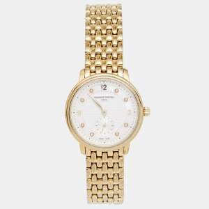 Frederique Constant Mother of Pearl Gold Plated Stainless Steel Slim Line FC200/235X1S25/6 Women's Wristwatch 28 mm