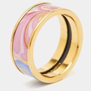 Frey Wille Multi Color Fire Enamel Gold Tone Band Ring Size 55