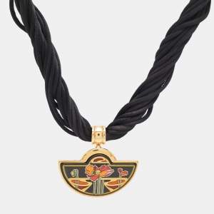 Frey Wille Alphonse Mucha Fire Enamel Gold Tone Cord Necklace