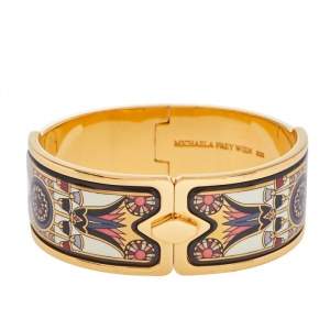 Frey Wille Vintage Fire Enamel Motif Gold Plated Hinged Bangle