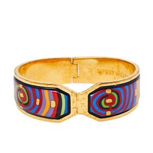 Pre Owned Frey Wille Hommage à Hundertwasser Spiral of Life Multicolor Fire Enamel Clasp Contessa Bracelet L