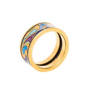 Frey Wille Hommage à Alphonse Mucha Fire Enamel Gold Plated Band Ring Size 52