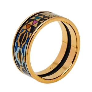 Pre Owned Frey Wille Gold Plated Fire Enamel Band Ring Size EU 55
