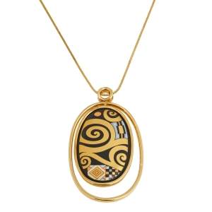 Pre Owned Frey Wille Hommage à Gustav Klimt Gold Plated Waterdrop Pendant Necklace