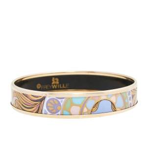 Pre Owned Frey Wille Hommage à Alphonse Mucha Fire Enamel Mullticolor Gold Plated Miss Bangle