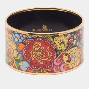 Pre Owned Frey Wille Gold Plated Golden Kalinka Folkloric Bordered Diva Bangle