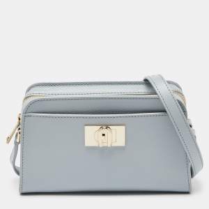 Furla Blue Leather 1927 Zip Crossbody Bag