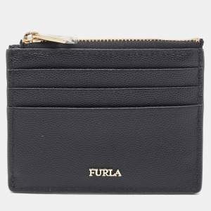 Furla Black Leather Camelia Zipped Card Holder