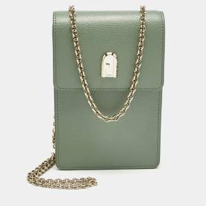Furla Green Leather Flow Phone Chain Crossbody Bag