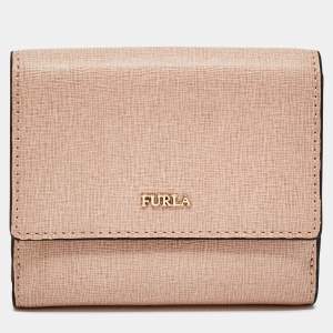 Pre Owned Furla Dusty Pink Leather Compact Wallet