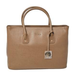 Pre Owned Furla Brown Leather Large Linda Tote