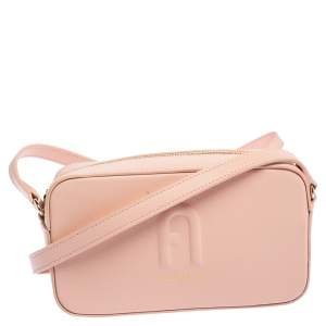 Pre Owned Furla Powder Pink Leather Mini Rita Camera Crossbody Bag