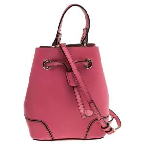 Pre Owned Furla Pink Leather Mini Stacy Bucket Bag