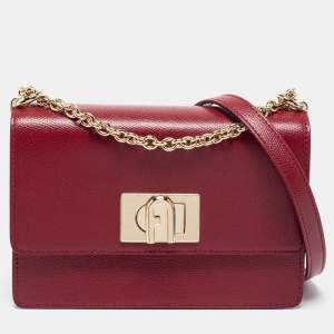 Pre Owned Furla Red Leather Mini 1927 Crossbody Bag