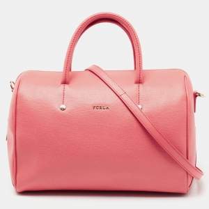 Furla Pink Leather Medium Boston Bag
