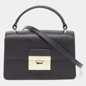 Furla Black Leather Micro Venere Top Handle Bag