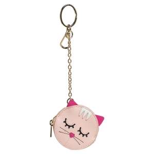 Furla Pink Leather Cat Face Bag Charm